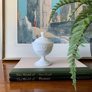 Milk Glass Lidded Trinket Dish